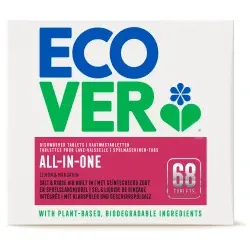 Ecover® ALL-IN-ONE Spülmaschinen-Tabs, mit Salz und Klarspüler 4006016 , 68 Stück - Packung, Duft: Mandarine & Zitrone