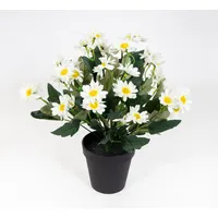 Seidenblumen Roß Margeritenbusch 32cm im Topf JA Kunstpflanzen Kunstblumen