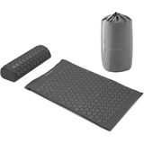 Navaris 2in1 Akupressur Massage Set - Akupressurmatte und Kissen mit Tasche - Akupressur Matte und Kopfkissen - Nadelmatte Grau