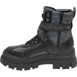 Buffalo Stiefel BUFFALO "Buffalo ASPHA COM - VEGAN NUBUCK", Damen, Gr. 39, schwarz, camo, Polyurethan, unifarben, Schuhe Stiefel