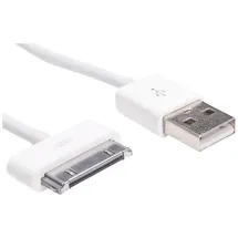 Akyga USB-Kabel USB-A Stecker, Apple 30pol. Stecker 1.00m Weiß AK-USB-08