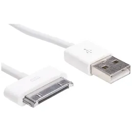 Akyga USB-Kabel USB-A Stecker, Apple 30pol. Stecker 1.00m Weiß AK-USB-08