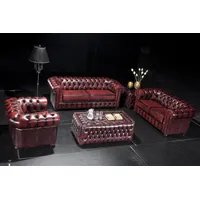 Salottini Chesterfield Garnitur Leder 3-Sitzer + 2-Sitzer + 1-Sitzer Rot