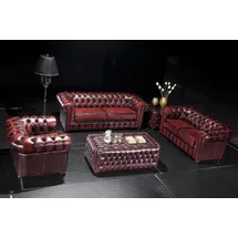 Salottini Chesterfield Garnitur Leder 3-Sitzer + 2-Sitzer + 1-Sitzer Rot