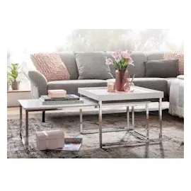 FineBuy Couchtisch FineBuy Sofatisch 2er Set Holz Metall Satztisch Tisch Modern Design