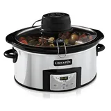 Crock-Pot Crockpot Schongarer mit automatischer Rührfunktion | mit programmierbaren Bedienelementen | 5,7 l (für 5–6 Personen) | mit automatischem Mixer | Edelstahl