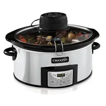 Crock-Pot Crockpot Schongarer mit automatischer Rührfunktion | mit programmierbaren Bedienelementen | 5,7 l (für 5–6 Personen) | mit automatischem Mixer | Edelstahl