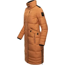 Navahoo Damen Wintermantel Warmer Steppmantel lang mit Abnehmbarer Kapuze Fahmiyaa Rusty Cinnamon Gr. XL - XL