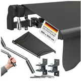 STEELSØN Gelenkarmmarkise Kestria wetterfest & blickdicht (250x200 cm, anthrazit) mit Aluminium-Kassette & Wandhalterung, langlebiges Kunstftoffgewebe