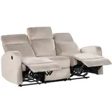 Beliani Sofa elektrisch verstellbar 3-Sitzer VERDAL Samtstoff Taupe