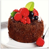 Artland Glasbild »Feiner Schokoladenkuchen mit Beeren«, Süßspeisen, (1 St.), braun