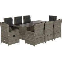 vidaXL Garten-Essgruppe 9-tlg. Grau