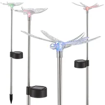 GLOBO Solarleuchte Edelstahl, Kunststoff 4er Set spritzwassergeschützt weiß