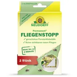 Neudorff Permanent FliegenStopp Dreiecks-Klebefalle, Geruchslose und giftfreie Fensterklebefalle mit attraktivem Innendesign, 1 Packung = 2 Stück