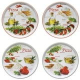 MamboCat Pizzateller 4er Set Pizzateller Napoli Green & Red Ø 32 cm Platte Porzellan