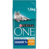 PURINA ONE Senior 7+, Reich an Huhn und Vollkorn-Getreide Katzentrockenfutter, 6er Pack (6 x 1500 g)