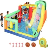 9-in-1 Aufblasbare Hüpfburg Mit Gebläse Rutsche Planschbecken Wasserpistole Für 3-8 Jahre 330x290x185 Cm Mehrfarbig