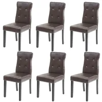 Mendler 6er-Set Esszimmerstuhl HWC-E58, Stuhl Essstühle ~ Kunstleder braun,