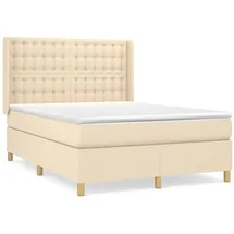 vidaXL Boxspringbett mit Matratze Creme 140x200 cm Stoff1378362