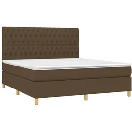vidaXL Boxspringbett mit Matratze & LED Dunkelbraun 180x200 cm Stoff