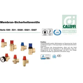 CALEFFI 530 Membran-Sicherheitsventil 1 Zoll 2,5 bar