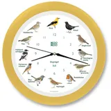 KOOKOO Funkwanduhr Singvögel (Funkquarzwerk) gelb