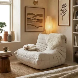 [en.casa] Bodensessel Kodsø Polyester 75 x 90 x 100 cm Beige