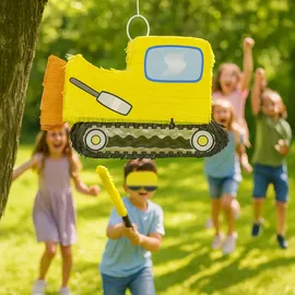 Relaxdays Piñata Baustelle HBT 33x45x10 cm bunt