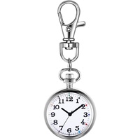 JewelryWe Karabineruhr Taschenuhr mit Karabiner Schlüsselanhänger FOB Clip-on Quarzuhr Analog Uhr für Ärzte Krankenschwestern Sanitäter Köche Sport Unisex Silber