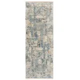 OCI DIE TEPPICHMARKE Teppich OCI DIE TEPPICHMARKE "BESTELLER CAVA", blau, B:80cm H:8mm L:200cm, Viskose, Teppiche, Teppich, Glanz Viskose, mit Fransen, Hoch Tief Struktur, Vintage, Wohnzimmer