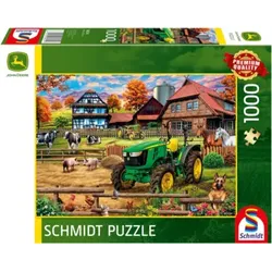 SCHMIDT SPIELE 58534 Puzzle 1.000 Teile Bauernhof mit Traktor: John Deere 5050E