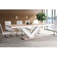 Design Esstisch Tisch HE-999 Cappuccino / Weiß Hochglanz ausziehbar 160 bis 256 cm