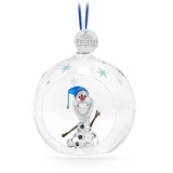 Swarovski Frozen Olaf Weihnachtskugel, Kleine Kugel mit Olaf Figur, Metallanhänger und Strahlenden Swarovski Kristallen