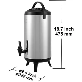 Vevor Heiß- und Kaltgetränkespender Getränkespender 9,2 L, Edelstahl Heiß- und Kaltwasserbrunnen Großer Getränkespender mit Zapfen & Tragegriff für Kaffee, Wasser, Saft, Isolierkanne für Cafés, Bars