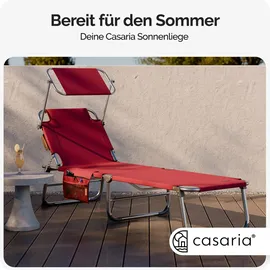 CASARIA Ibiza Sonnenliege 190 x 75 x 29 cm rot inkl. Sonnendach klappbar 2 St.