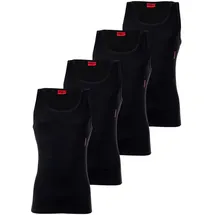 Hugo Herren Unterhemd, 4er Pack - Tank Top, Doppelripp, Cotton Stretch Schwarz XL