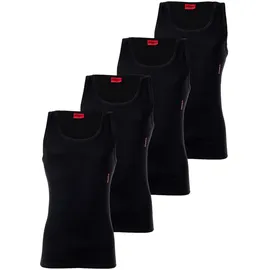 Hugo Herren Unterhemd, 4er Pack - Tank Top, Doppelripp, Cotton Stretch Schwarz XL