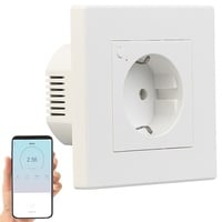 Luminea Home Control WLAN-Unterputz-Steckdose mit Stromverbrauch-Messung, App, 3.680 W