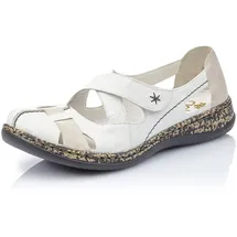 Rieker 46367, Damen Geschlossene Ballerinas, Weiß (Weiss/Grey), 42 EU (8 UK)