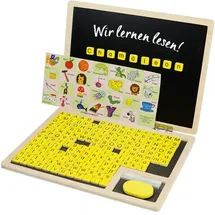 TimeTex Lese-Klapp-Computer 189-tlg. | ABC Lernspiel, magnetisch mit Tafelfläche & Buchstaben-Steinen | Laptop Spielzeug für Kinder zum Lesen & Schreiben Lernen