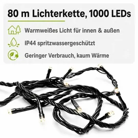 LED Universum LED-Lichterkette spritzwassergeschützt 80 m warmweiß