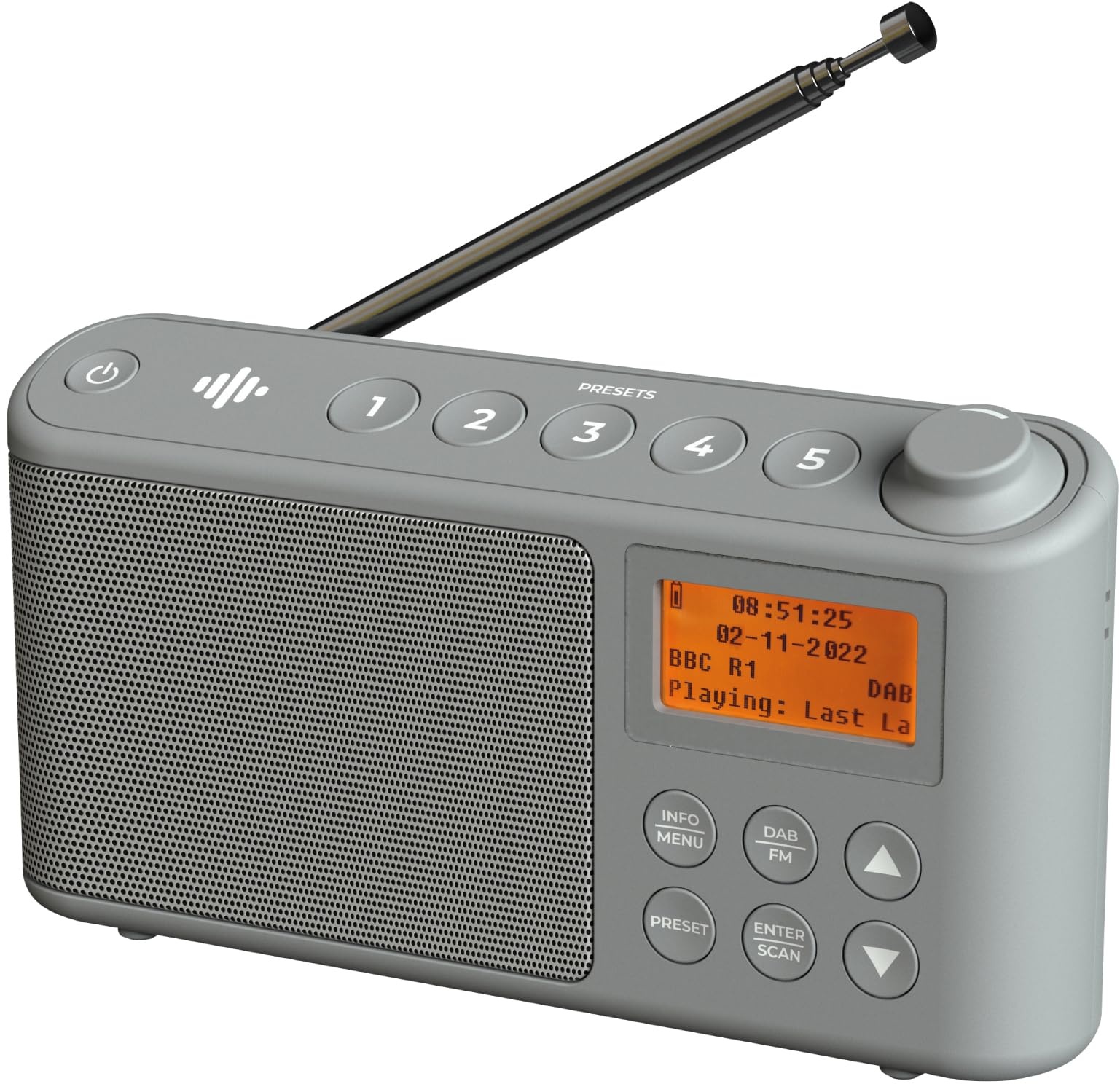 DAB/DAB Plus/FM Radio, Klein Digitalradio Tragbares Batteriebetrieben, Mini Radio Digital Akku & Netzbetrieb Kofferradio, USB-Ladekabel (Grau)