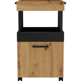 Forte Barschrank 50,2 x 88,6 x 41,1 cm Eiche/Schwarz matt