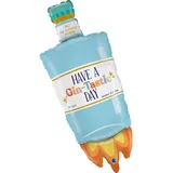 Grabo Geburtstagsballon mit Nachricht Made in Italy. Partyballon für Erwachsene in Form einer Ginflasche, aus Folie mit Strohhalm zum Aufblasen. Bunte Luftballons 43 x 83 cm