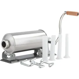 Costway Wurstfüller manuell, Wurstmaschine aus Edelstahl, Wurstfüllmaschine silber, Wurstpresse mit Tischklemme, Wurstspritze inkl. Füllrohre