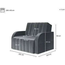 e-meubles Möblo Schlafsessel Grau, Holz, 1-Sitzer, 101x90x104 cm, Wohnzimmer, Sessel, Schlafsessel