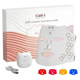 cool-i Cool-i® LED Gesichtsmaske,4 Lichtfarben,Infrarot,kabellos, mit 4 Lichtfarben – tragbar – Für ergänzende Hautpflege mit Rot-, Blau-, Infrarot- & Gelblicht
