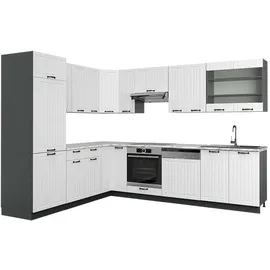 Vicco Winkelküche Fame-Line L-Form 227 x 287 cm Weiß Landhaus/Anthrazit