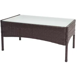 Mendler 3-2-1-1 Poly-Rattan Garten-Garnitur Halden, Lounge-Set Sitzgruppe Sofa ~ braun-meliert, Kissen creme