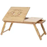 Mendler Laptoptisch HWC-B81, Notebooktisch Betttisch Klapptisch mit Lüftungslöcher faltbar höhenverstellbar, Bambus